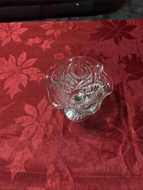 Clear Cut-Glass Candy Dish — Decorative Glass Pedestal Bowl